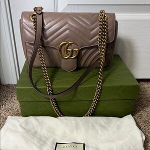 3452 Gucci Marmont Tan Leather Bag